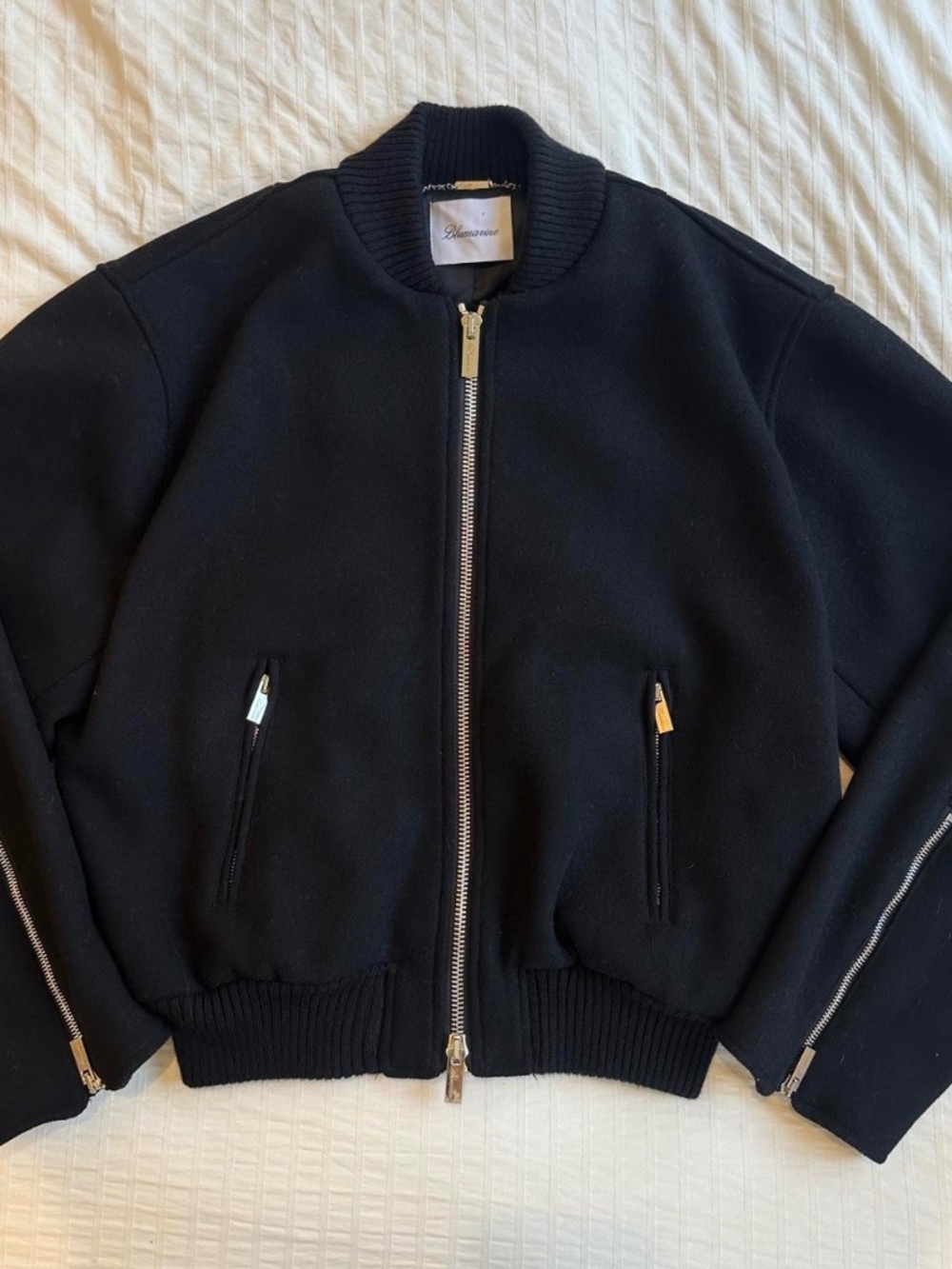 Blumarine Black Wool Bomber Jacket Size Tagged USA 4